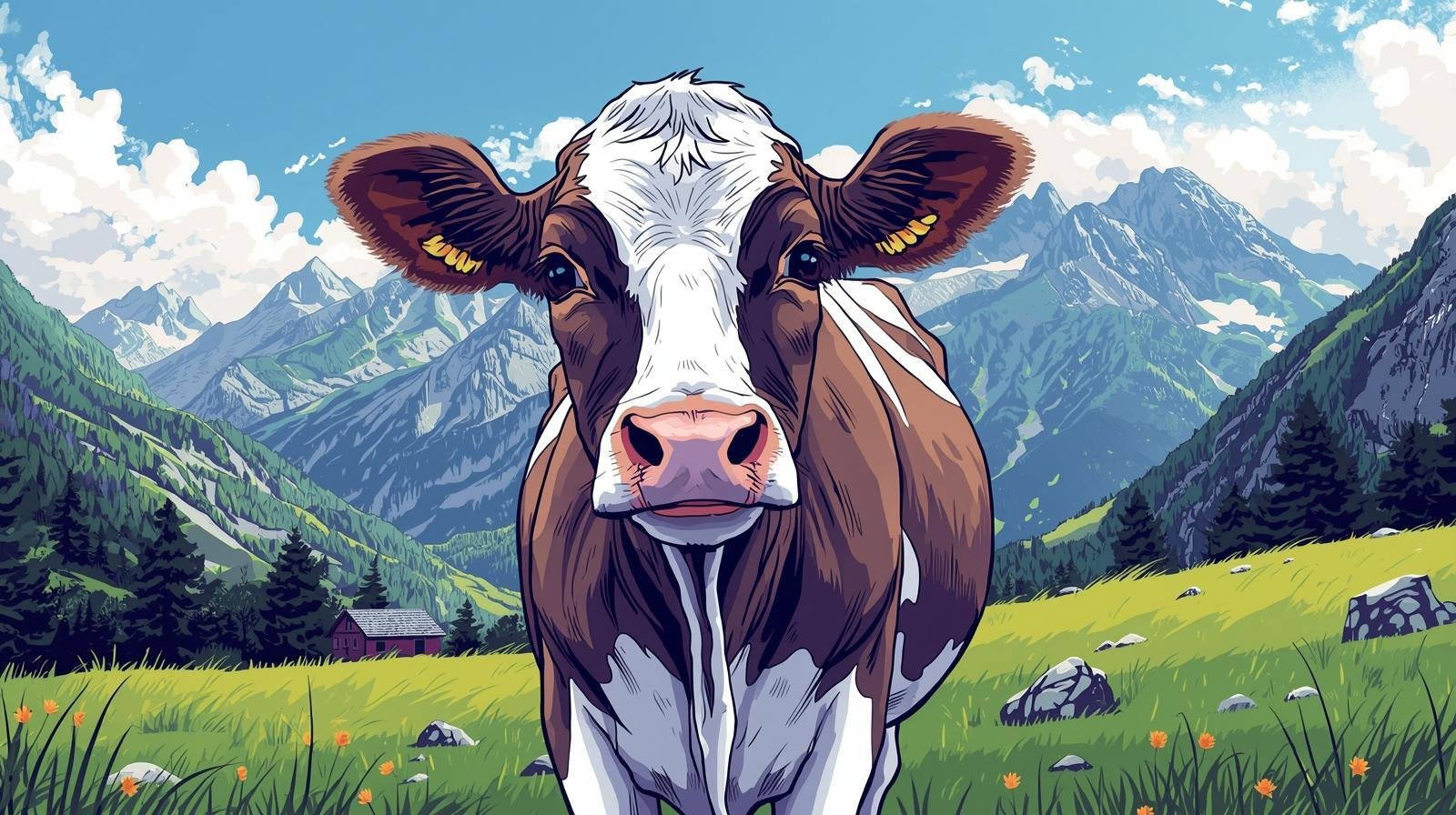 Szczęśliwa krowa ze Szwajcarii